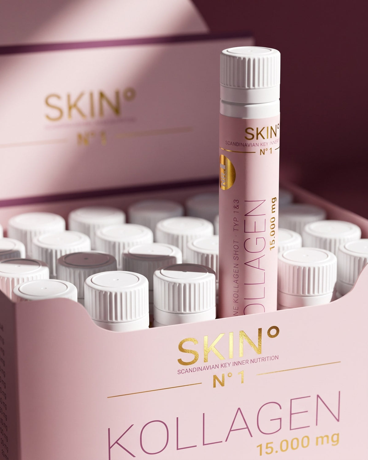 Geöffnete SKIN° Box mit 30 Ampullen